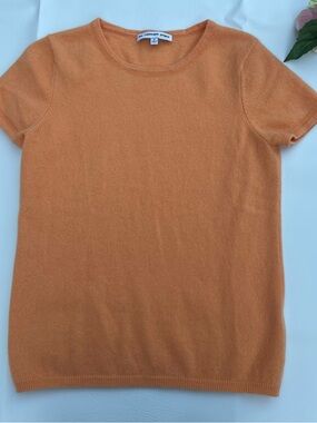 Cashmere Project Orange Short-Sleeve Cashmere Top women size M